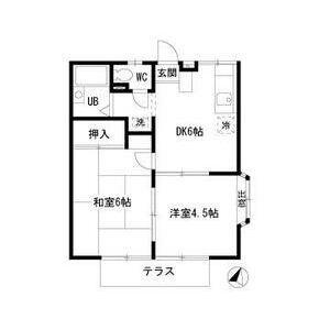 メゾンドール旭(2DK/1階)の間取り写真
