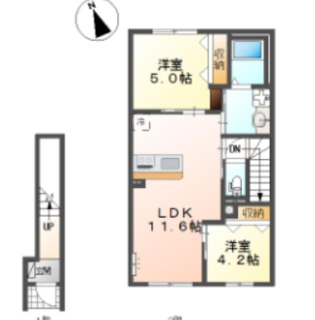 グランデ弐番館(2LDK/2階)の間取り写真