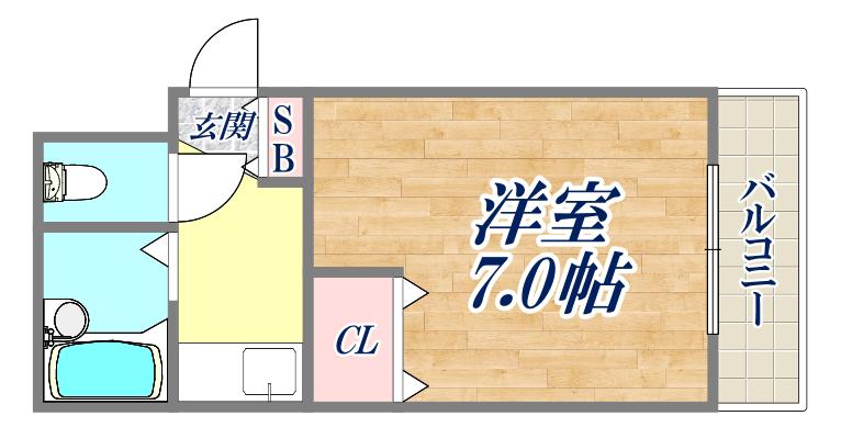 プチシャルマン甲子園(1K/2階)の間取り写真
