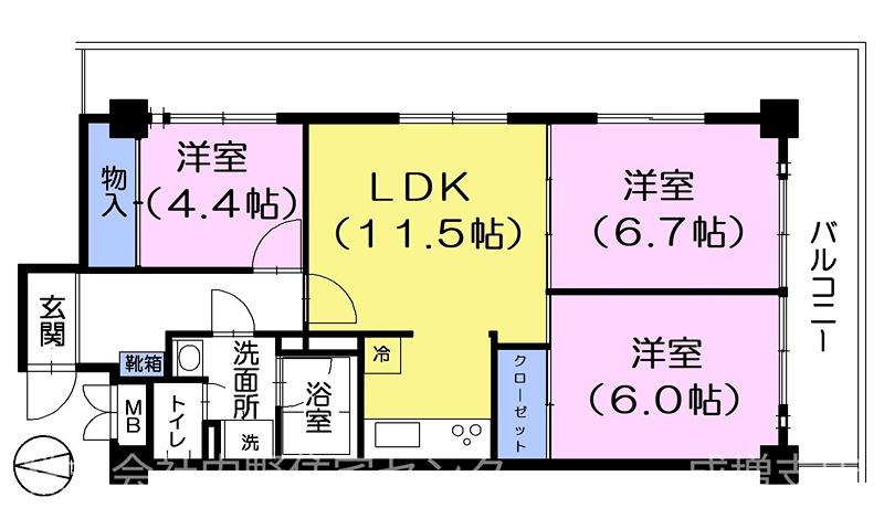 グリーンヒル北町(3LDK/1階)の間取り写真