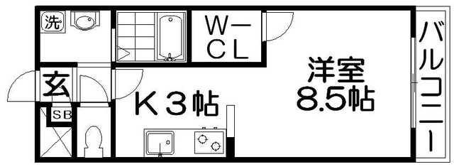 アンプルール・フラーリッシュ(1K/2階)の間取り写真