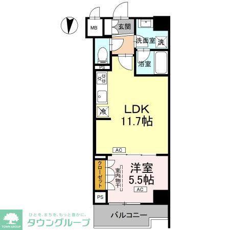 ロイジェント潮見(1LDK/6階)の間取り写真
