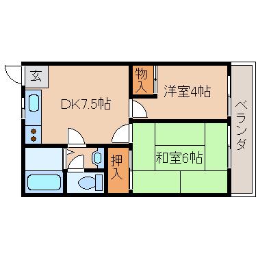 明泉寺ハイツ(2DK/2階)の間取り写真