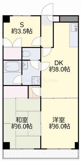 上杉第3ビル野田(2SDK/7階)の間取り写真