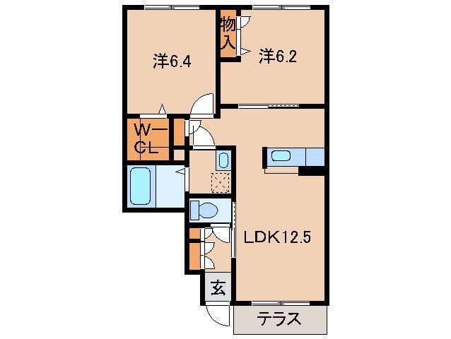 藤栄ハイツIII(2LDK/1階)の間取り写真
