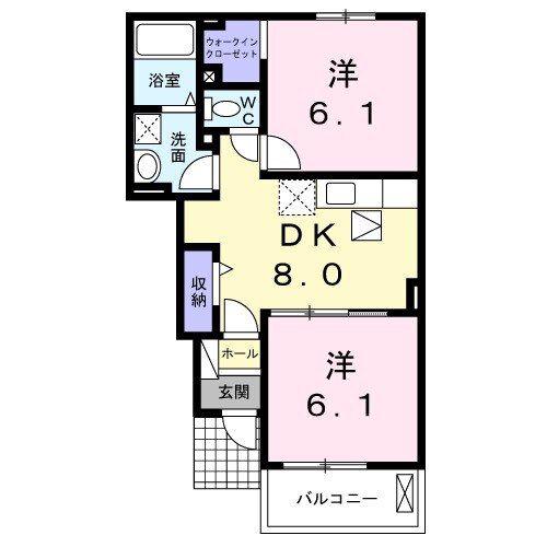 パーラメントハウス(2DK/1階)の間取り写真