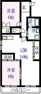 ファイン住吉I(2LDK/2階)の間取り写真