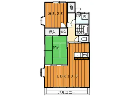 内田ハイツ(2LDK/1階)の間取り写真
