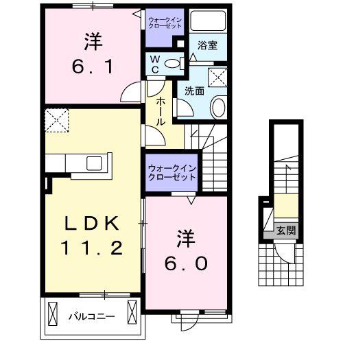 ルチアーノ(2LDK/2階)の間取り写真