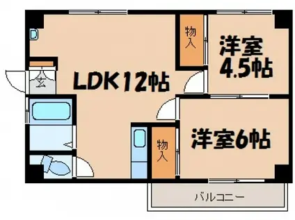 東洋コーポラス 406(2LDK/4階)の間取り写真