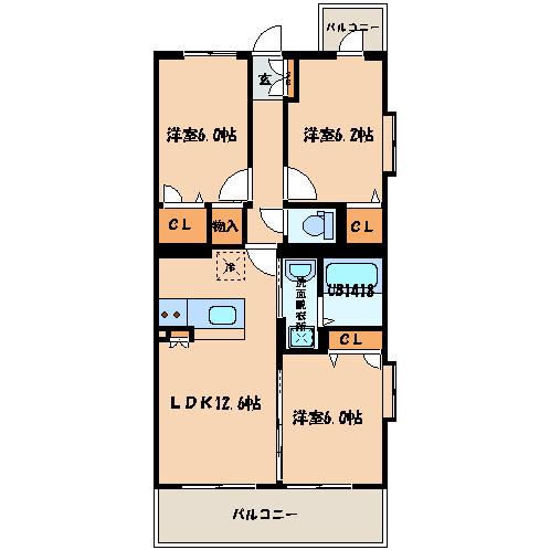 ラフィーネ昭南(3LDK/2階)の間取り写真