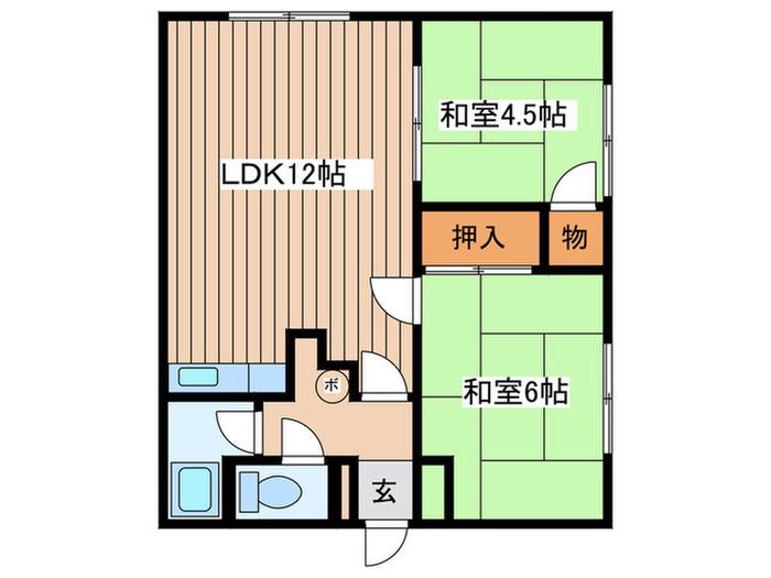 JCハウス太平(2LDK/2階)の間取り写真