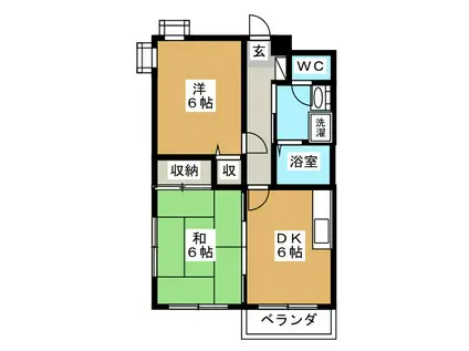 メゾンドシュクールI(2DK/2階)の間取り写真