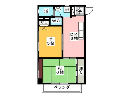カーサ小岩(2DK/2階)の間取り写真
