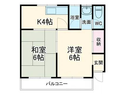 第1清流荘(2K/2階)の間取り写真