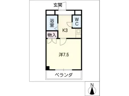 セモア元八事(1K/3階)の間取り写真