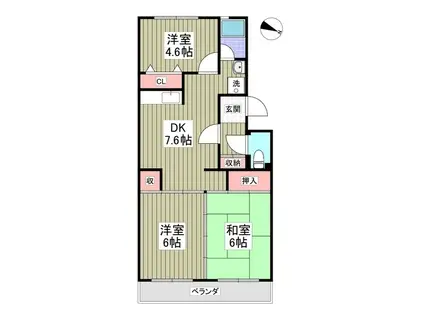 セジュールマンション(3DK/2階)の間取り写真