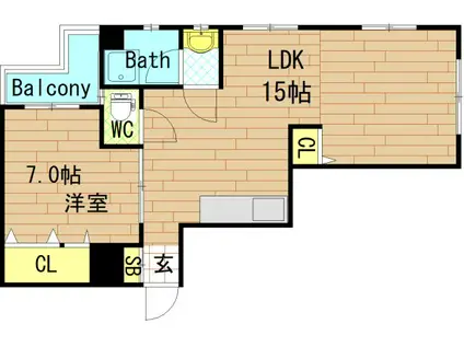 向井ビル(1LDK/4階)の間取り写真