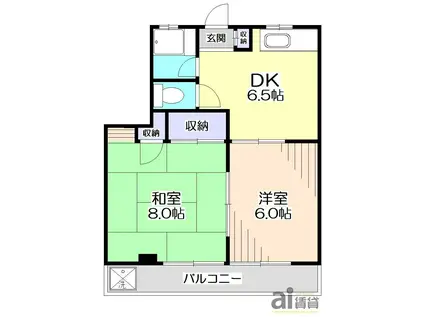 石川ハイム(2DK/1階)の間取り写真