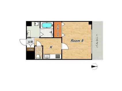 EXCEED桂(1K/4階)の間取り写真