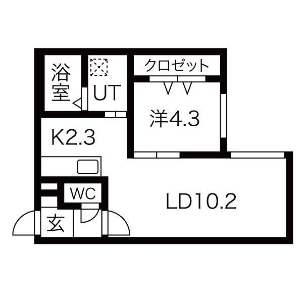GRACIAS北12条(1LDK/4階)の間取り写真