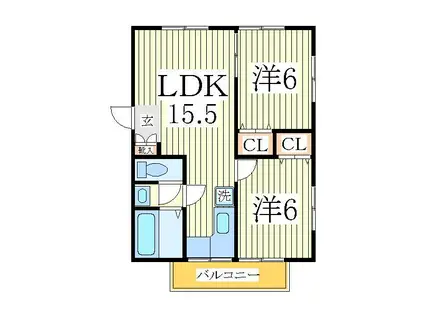 中原マンション(2LDK/3階)の間取り写真