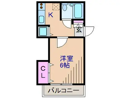 シャトー妙蓮寺(1K/2階)の間取り写真