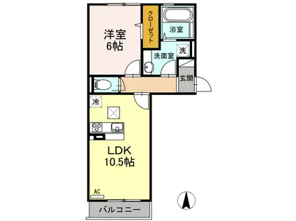 ロイジェントパークスレイクタウンIII D(1LDK/1階)の間取り写真