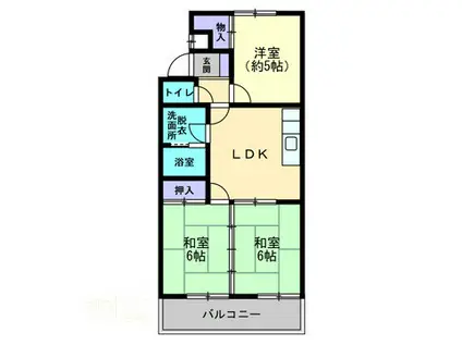 リゾートビラ西戸崎(3DK/4階)の間取り写真