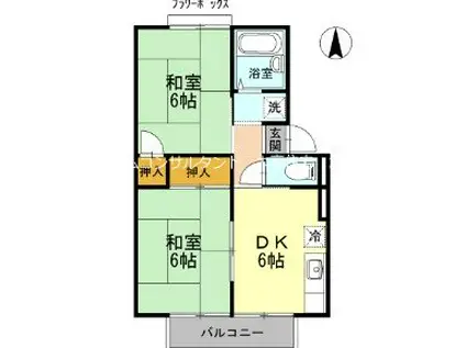 サニーハイツフミ A棟(2DK/2階)の間取り写真