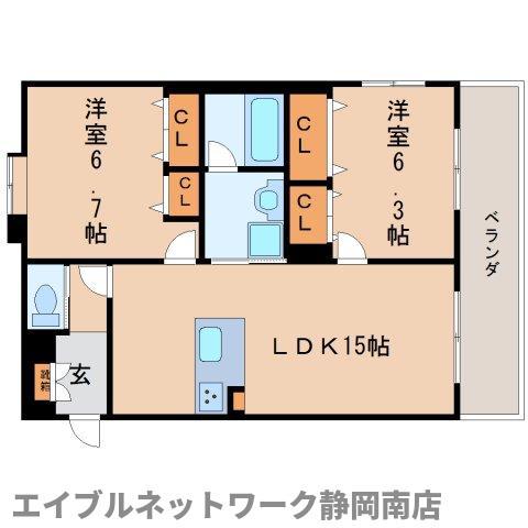 オラシオン新川(2LDK/1階)の間取り写真