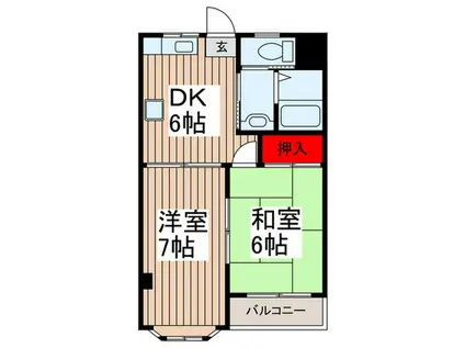 マンション河和瀬(2DK/3階)の間取り写真