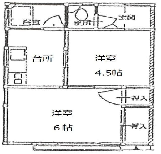 パークヒル(2K/1階)の間取り写真