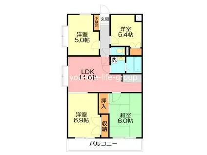 ソシア湘南(4LDK/3階)の間取り写真