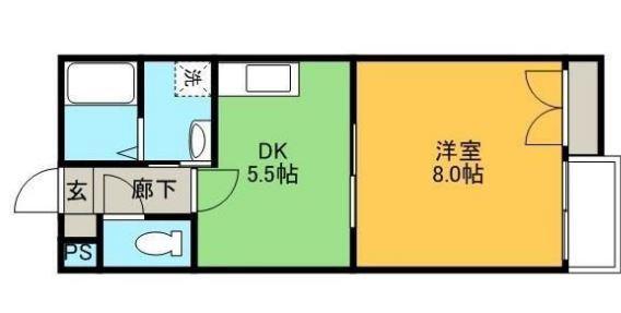 フォーバスII(1DK/2階)の間取り写真