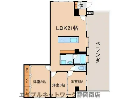 アヴニール登呂(3LDK/4階)の間取り写真