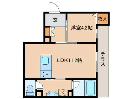 シャーメゾンSUZAKU(1LDK/1階)の間取り写真