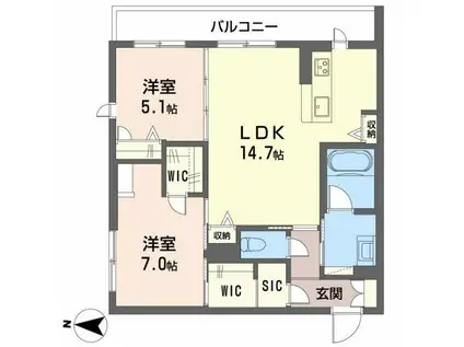 シャーメゾン オーロ(2LDK/2階)の間取り写真