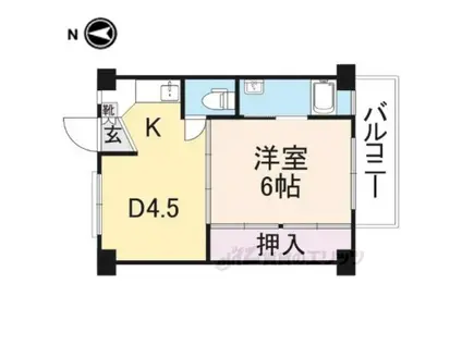 ビレッジハウス加田2号棟(1DK/4階)の間取り写真