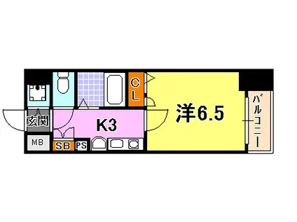 スワンズコート新神戸(1K/2階)の間取り写真