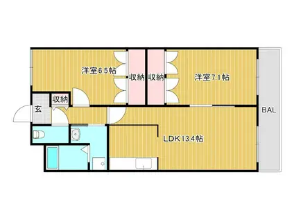 バローゼ5(2LDK/3階)の間取り写真