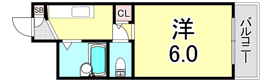 第二大力ハイツ(1K/4階)の間取り写真