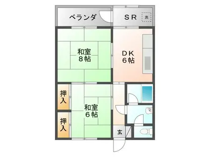 榊原ハイツ(2DK/3階)の間取り写真