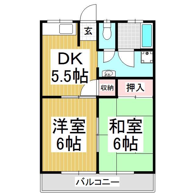 シルバーハイツI(2DK/2階)の間取り写真