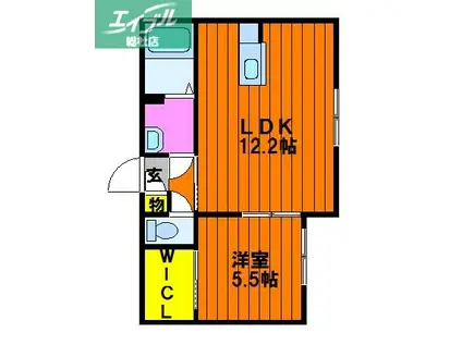 スカイメゾン(1LDK/2階)の間取り写真