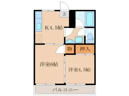 スカイマンション(2K/3階)の間取り写真