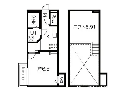 アステール (1K/2階)の間取り写真