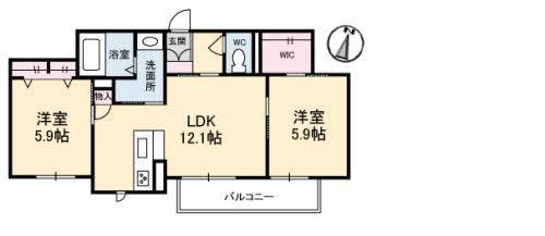 OLIVEHOUSE綾川(2LDK/3階)の間取り写真