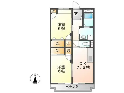 LIMPIAネオライフ(2DK/3階)の間取り写真