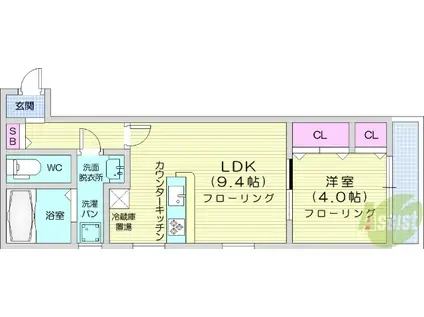 メゾンエスポワール成田町(1LDK/1階)の間取り写真